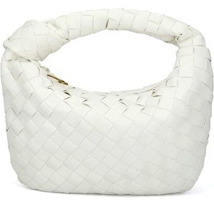 White Woven leather handbag